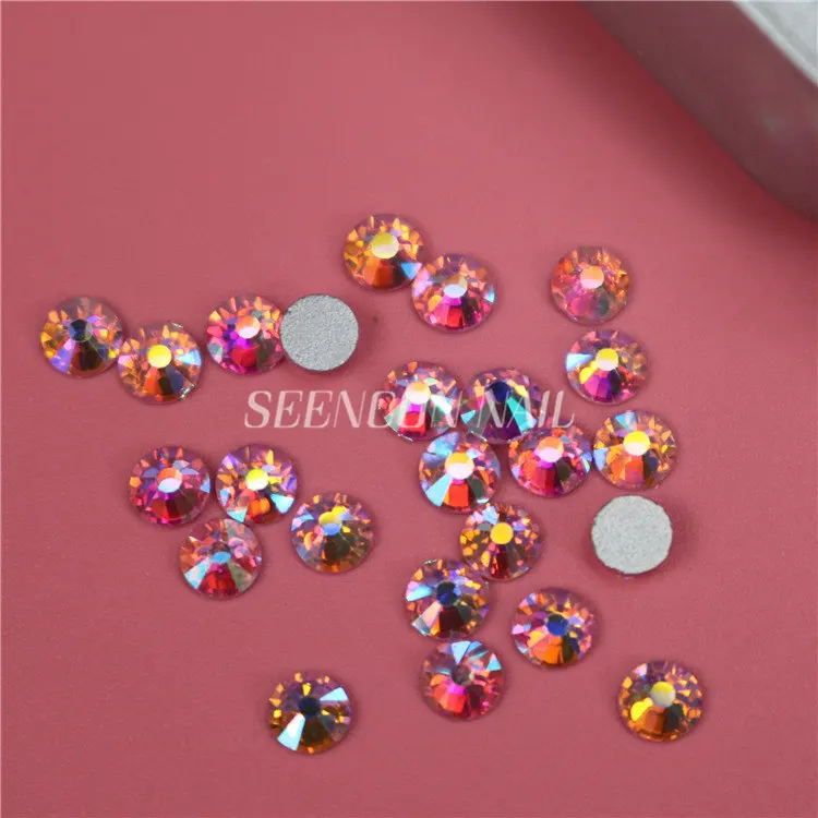 1440pcs/bag the Light Pink AB color Non Hotfix Flatback Rhinestones for Nails 3D Nail Art Decoration Glitter Crystal