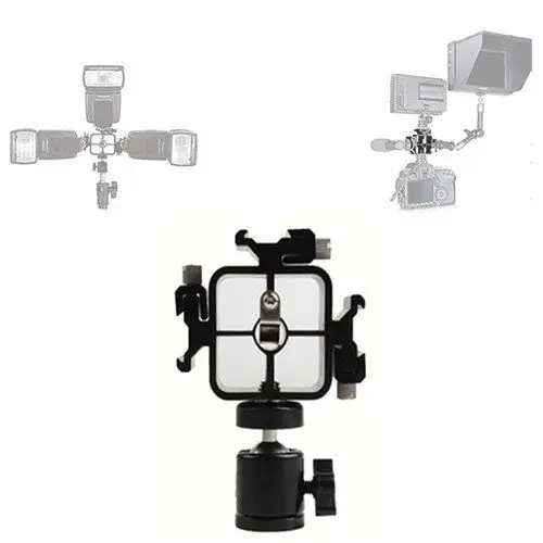 Triple Hot Shoe Flash Bracket Tripod Ball Head Holder Set for DSLR camera tripod