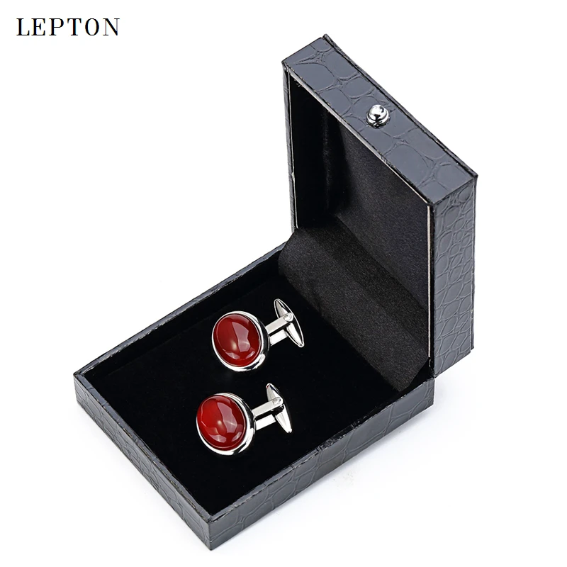 

Hot Luxury Red Onyx Cufflinks for Mens Shirt Cuffs Cufflink High Quality Blue sandstone Cuff links for Wedding Lepton Jewelry