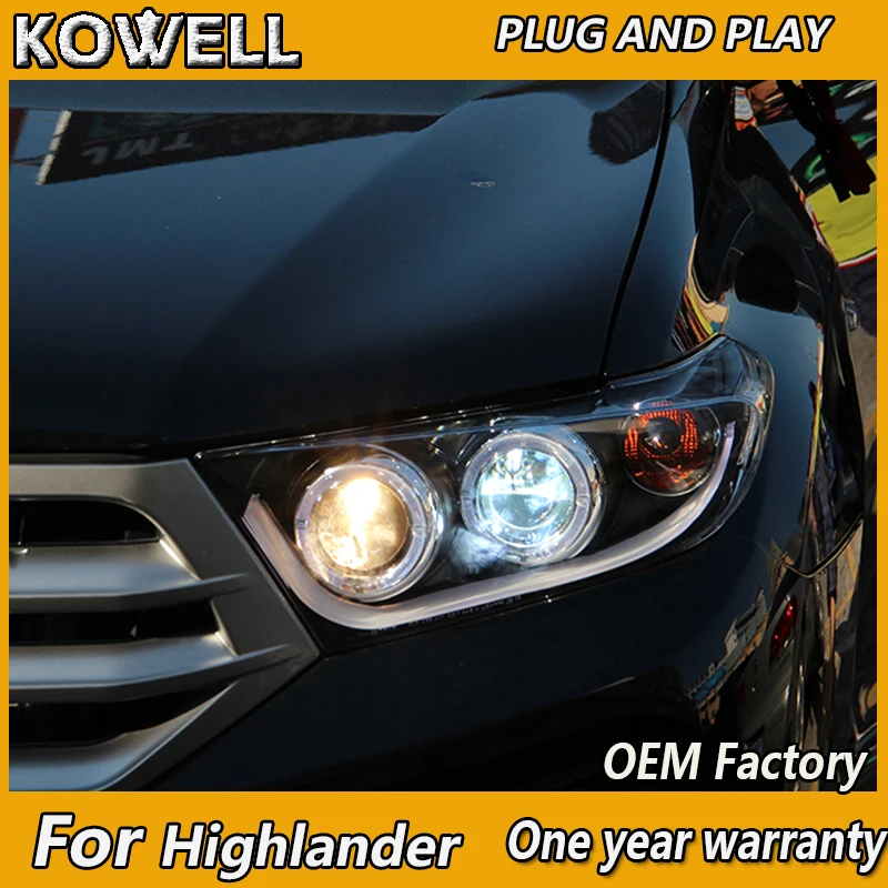 KOWELL Car Styling for 2012 2013 2014 Highlander Headlights New Style DRL Lens Double Beam H7 HID Xenon Car Accessories