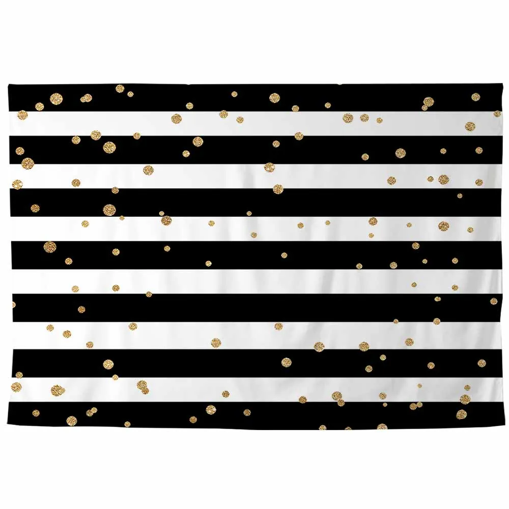 Allenjoy random golden dots horizontal black white stripes glitter elegant photophone backdrop backgrounds for photo studio