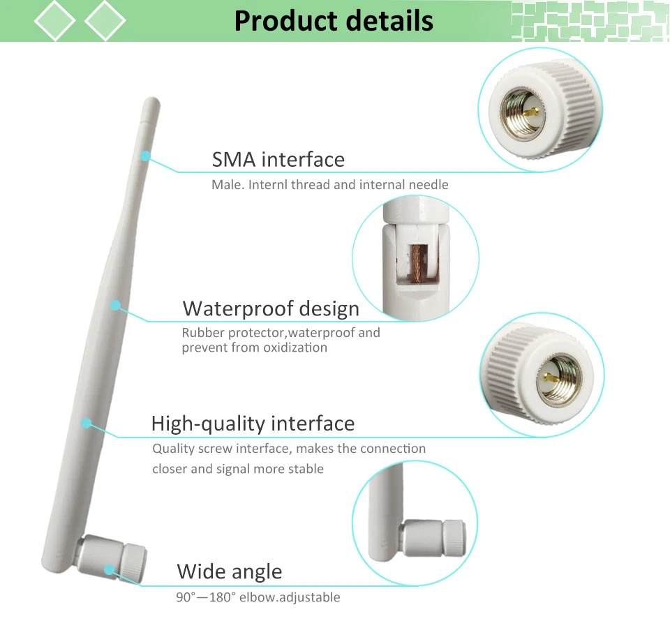 GWS 868MHz 915 IoT LoRa Antenne 5dBi SMA Stecker GSM 915MHz 868 Antenne Wasserdicht 21cm RP-SMA/u.FL Pigtail-Kabel – Detail 9