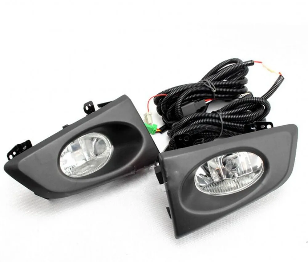 JanDeNing Car Front Bumper Fog Lights Driving Lamp w/Switch+Harness For 2008-2010 Honda Fit Jazz