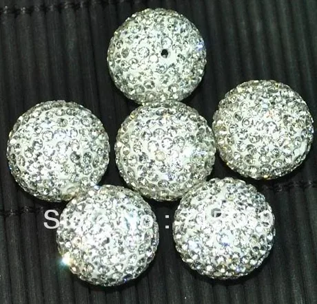 50pcs/lot 16MM  CZ Crystal Beads beads For Pave Disco Balls Made Bracelets White Color Free Ship