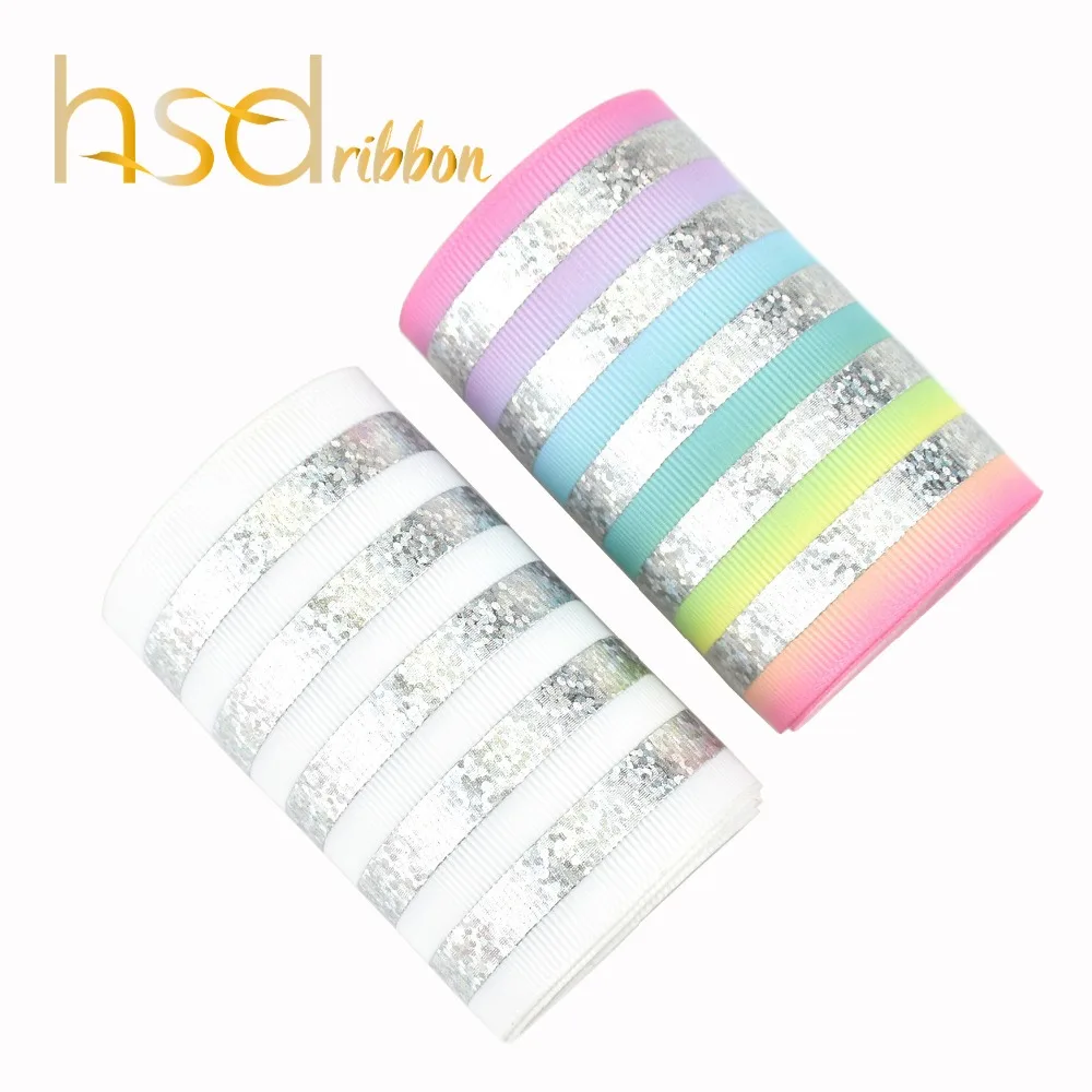 

HSDRibbon 75mm custom stripe silver hologram Printed Grosgrain Ribbon