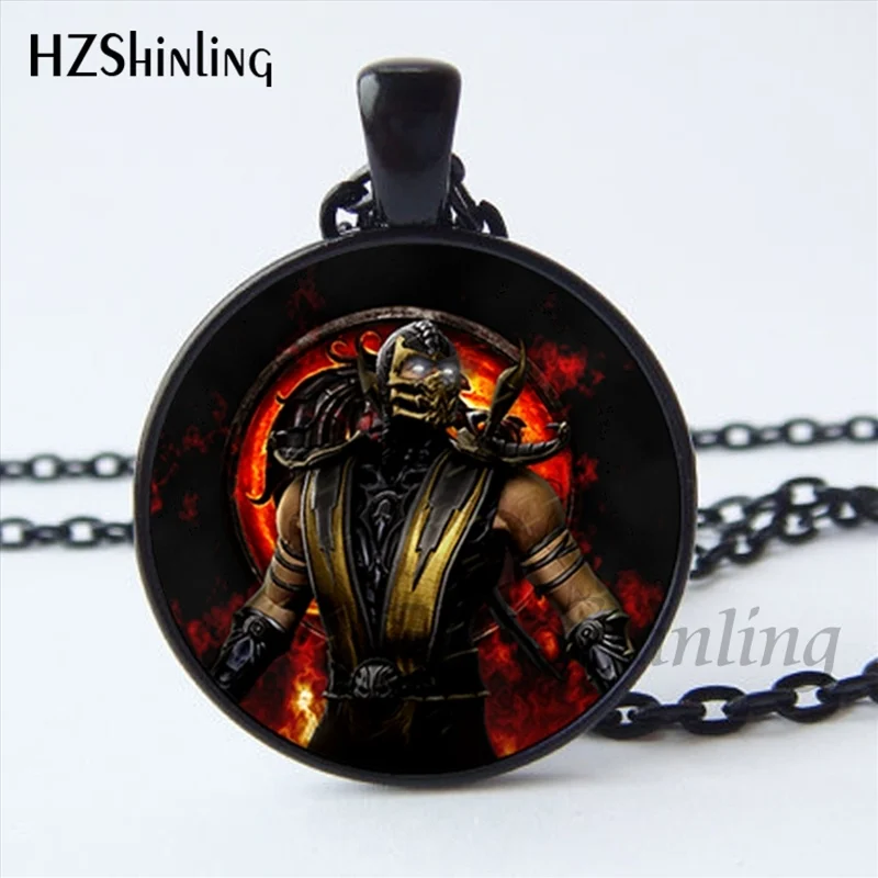 2017 New Arrival Mortal Kombat Necklace Handmade Glass Dome Scorpion Sub Zero Pendant Jewelry Steampunk Necklace HZ1