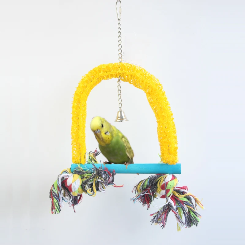 

Birds Swings Pet Parrot Swing Cage Toy Bird Chewing Toys Standing Perch Rack Hammock Parakeet Budgie Bite Toys