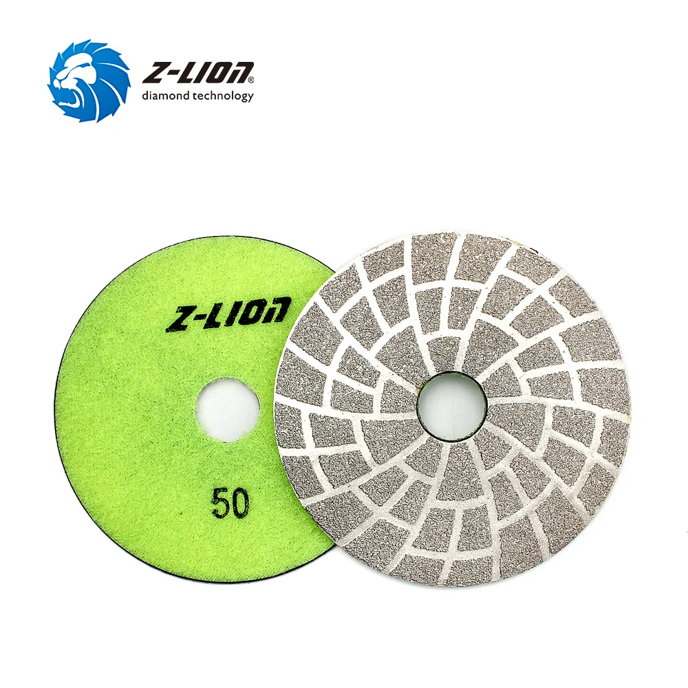 Z-LION 4-calowy, jednoczęściowy diamentowy pad polerski, lutowany próżniowo, tarcza polerska do granitu, betonu, marmuru, tarcza szlifierska, pad do szlifowania