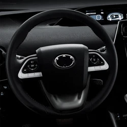 Black Car Steering Wheel Panel Garnish Trim Cover Accessories for Toyota Prius Prime PHV 2017