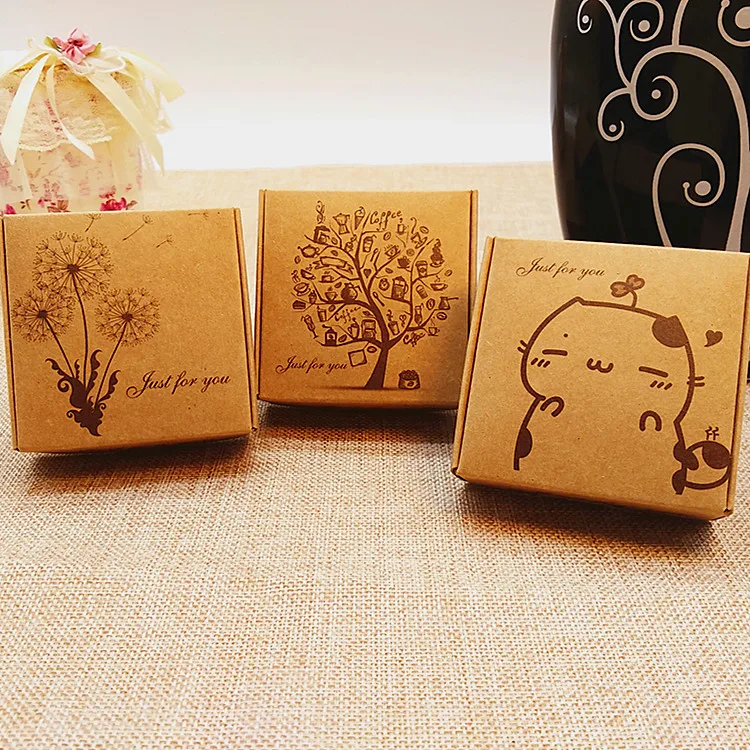 7.5*7.5*3cm Printed Kraft paper box Jewelry box Handmade Soap Box Gift Box 200pcs\lot Free shipping