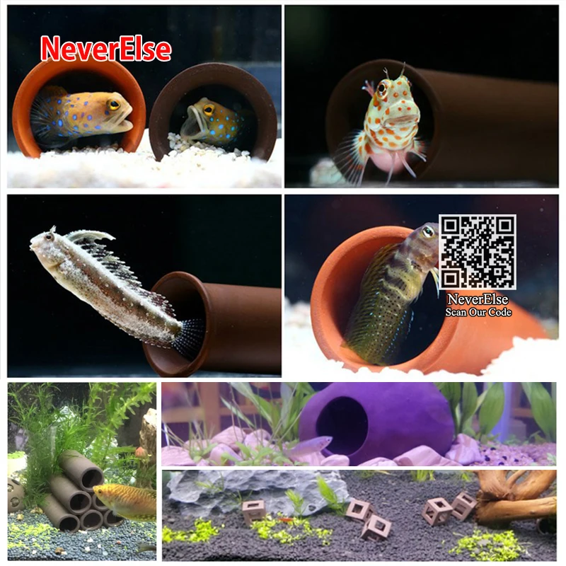 Aquarium Ceramic Shrimp Shelter Fish Tank Hiding Breed Cave House 12Kinds to Protect Betta Crayfish Cichlid Fry Small Fish Crab