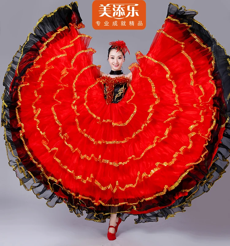 Spanish Flamenco Bullfighting Costume Adult Female Opening Dance Full-skirt Dress Spanish Stage Performance Dancing Suit H528