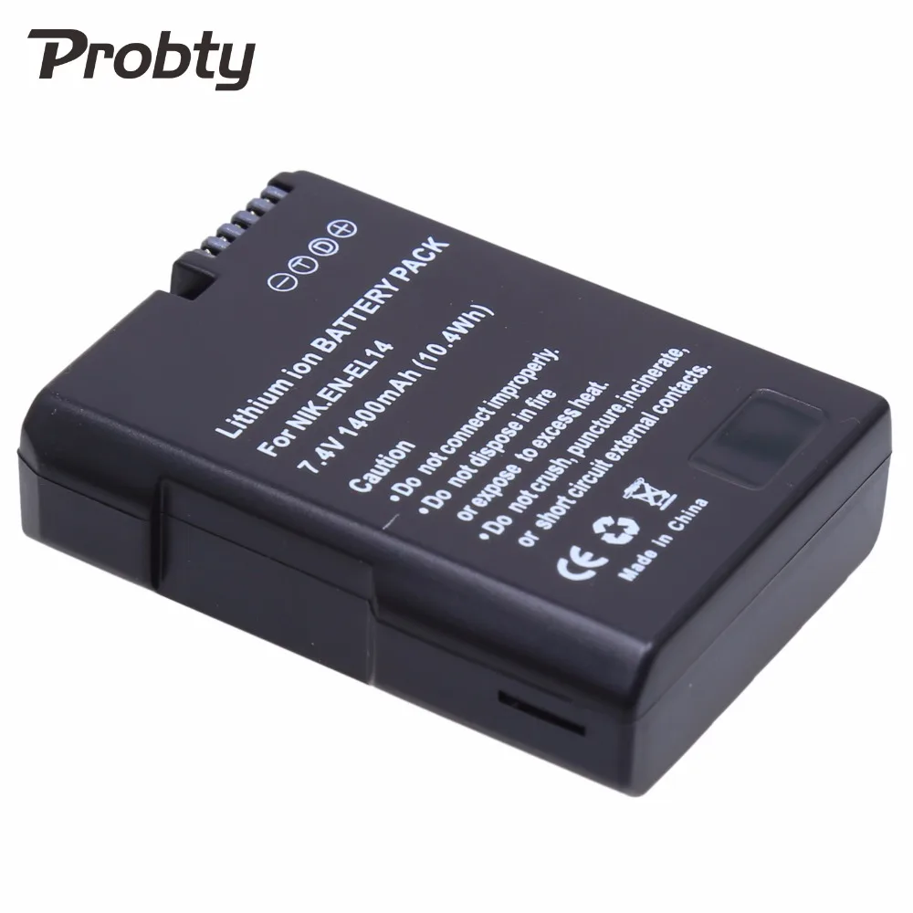 PROBTY-baterías de cámara para Nikon D5200, D3100, D3200, D5100, D5100, P7000, P7100, 2 piezas, 1400mAh, EN-EL14, ENEL14 EN EL14