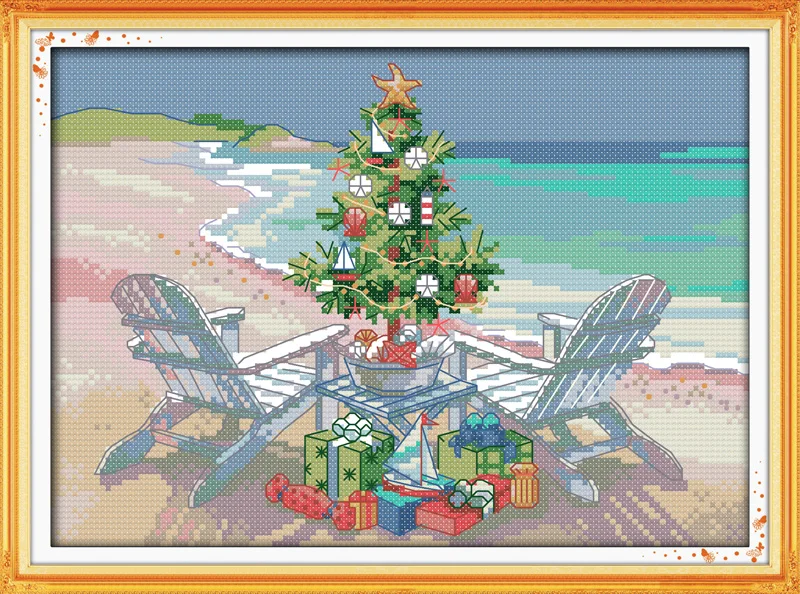 Christmas tree Needlework,DIY DMC Cross stitch,Sets For Embroidery kits, Precise Printed Patterns Counted Cross-Stitching plus