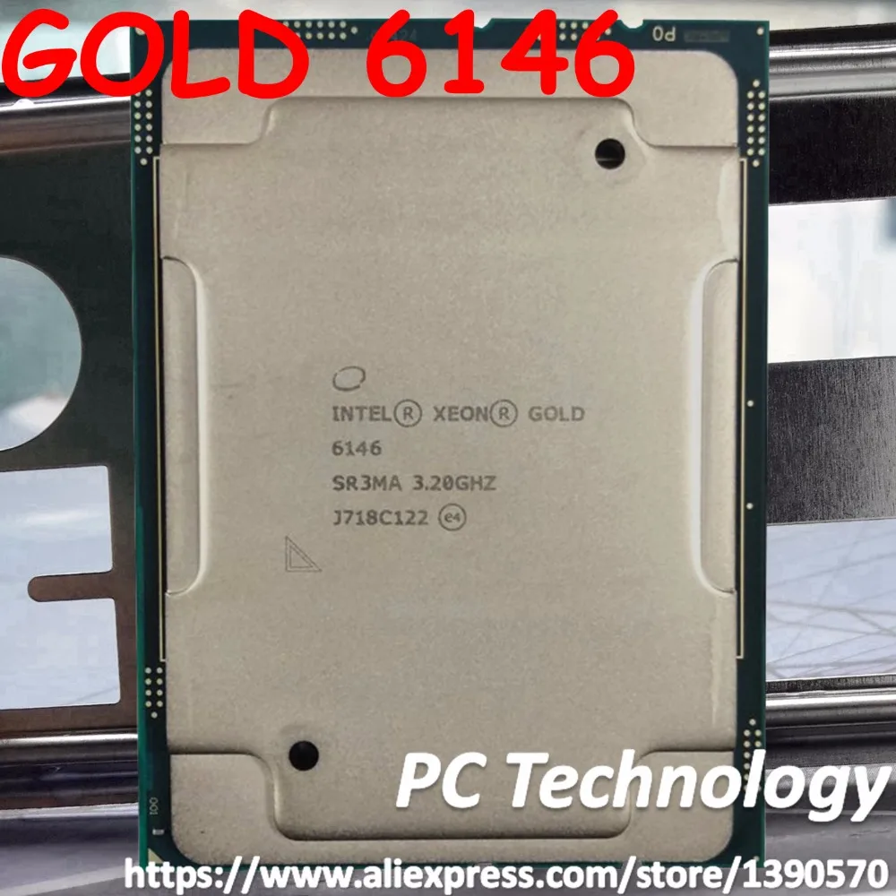 Original Intel Xeon GOLD 6146 SR3MA GOLD6146 Processor 24.75M Cache 3.20GHz 12-cores 165W LGA3647 CPU free shipping