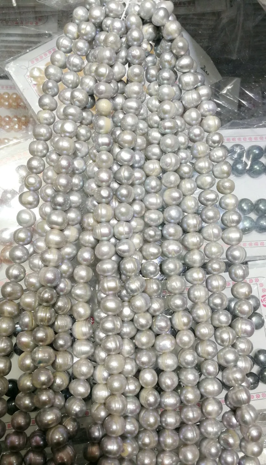 

Real Natural Freshwater pearl 10MM gray pearl baroque lines pearl Loose Beads one strands 35cm 15'' DIY gift