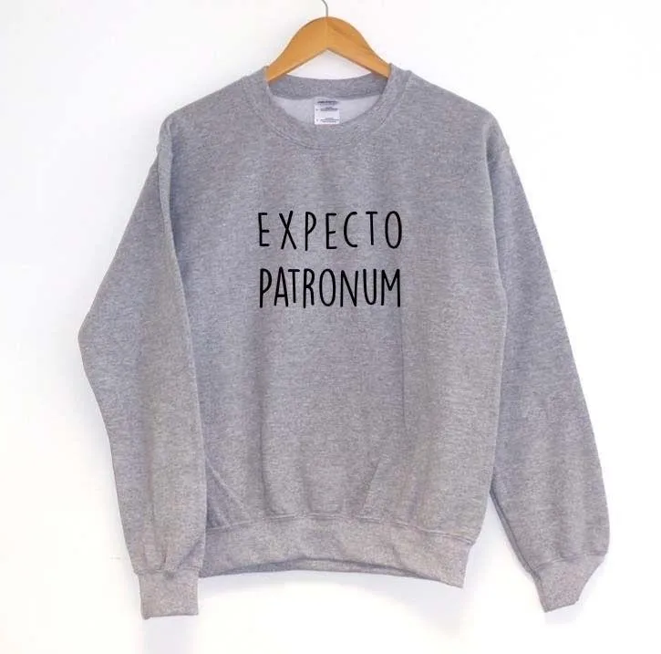 Skuggnas EXPECTO PATRONUM list bluza Unisex z długim rękawem sweter w stylu Casual bluzy bawełniane tumblr estetyczne koszulki w stylu harajuku