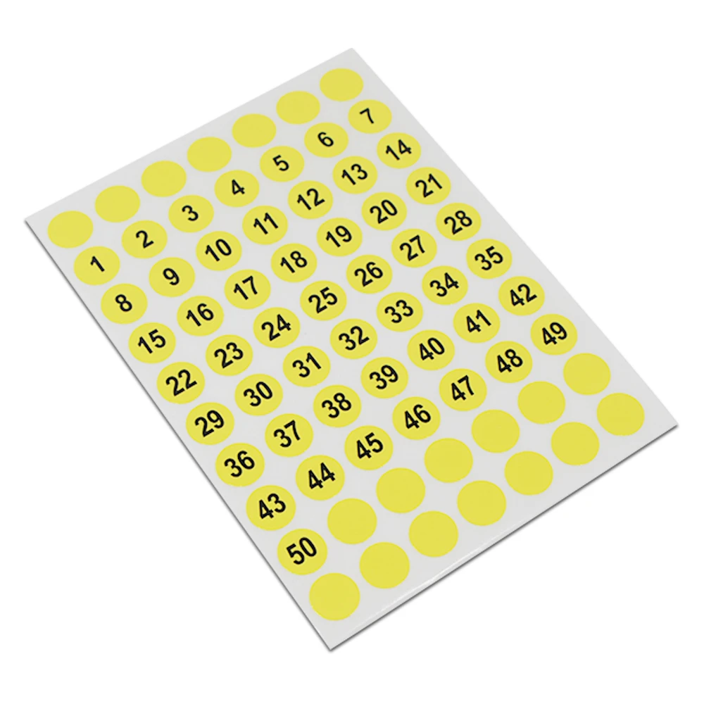 7500pcs/lot 1cm Round Yellow Number Sticker Tags (1-100) Retail Self Adhesive Garment Size Label Circular Identifier Stickers