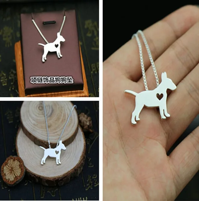 bull terrier dog necklace Lovely Pets pendant jewelry golden colors plated