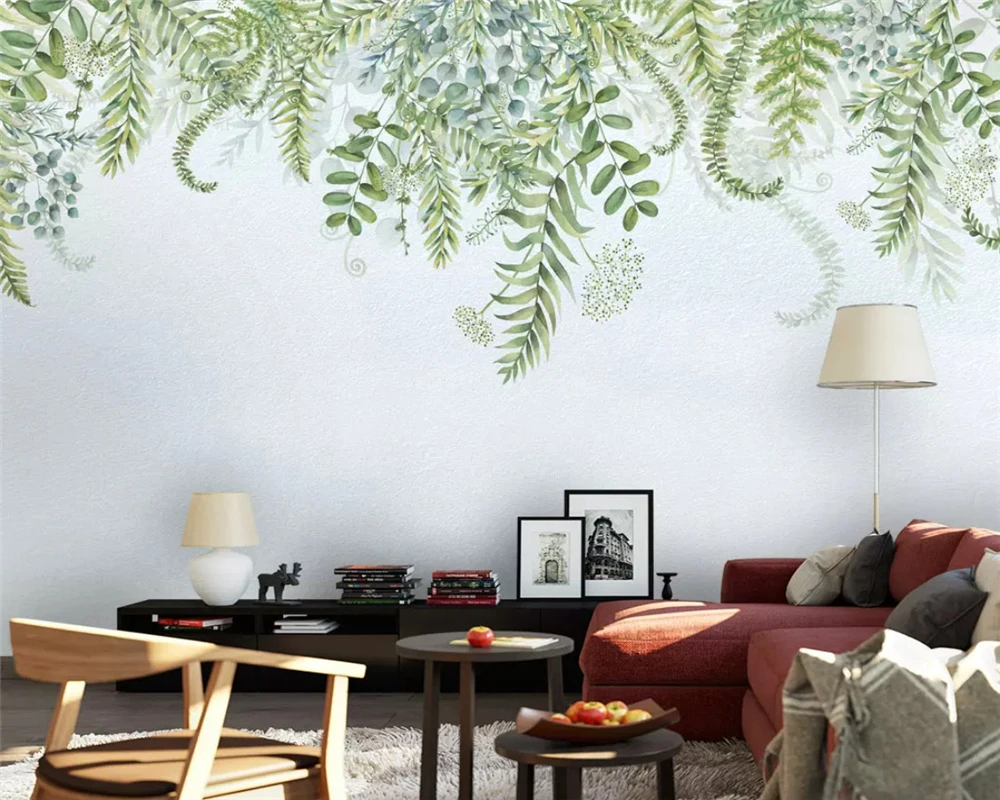 

beibehang 2021 Customized eco-friendly fashion green plant Nordic style simple modern background papel de parede 3d wallpaper