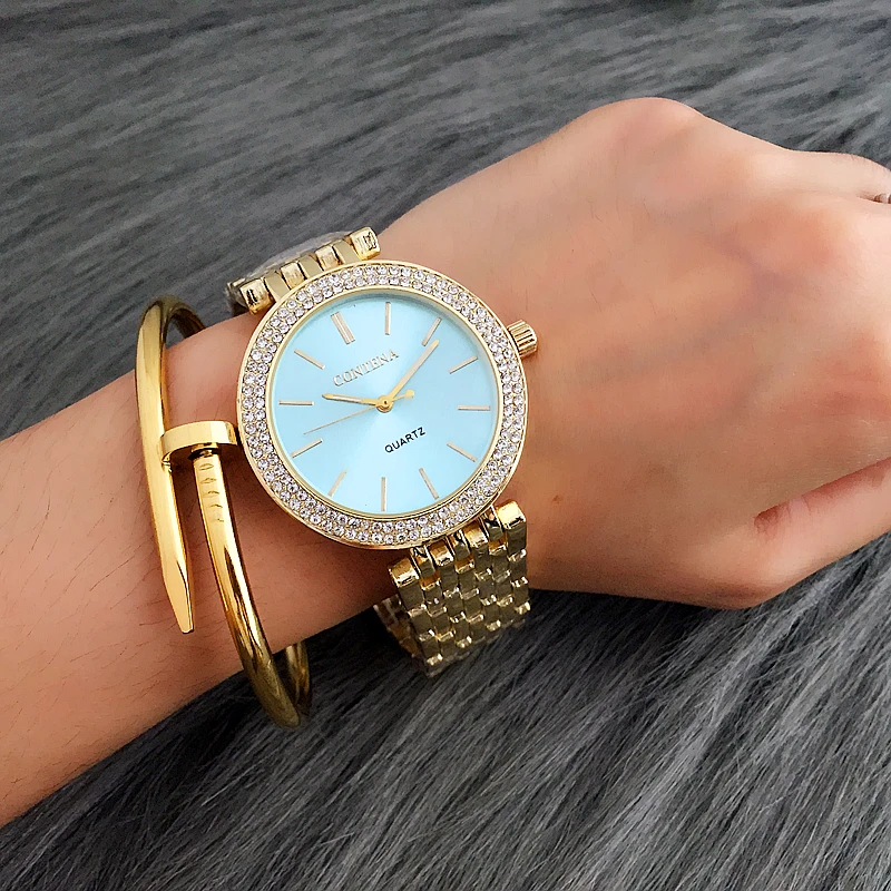 CONTENA Argento Moda di Lusso Delle Donne Della Vigilanza di Orologi delle Donne di Strass Orologi Orologio Da Donna In Acciaio Inox Orologio reloj