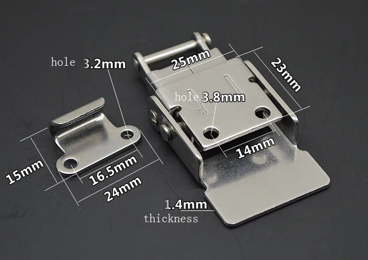 1pcs 304 Stainless Steel Hardware Hasps Agraffe Toolbox Padlock Lock Catch Wooden Case Box Spring Buckle