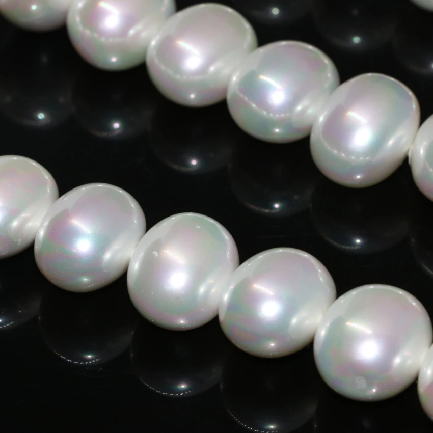 Women wedding party elegant gifts approx round irregular beads 16*19mm white natural pearl shell jewelry making 15inch B2275