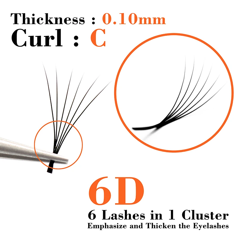 Navina Natural 6D 6Roots Faux Eyelash Extension Professional 3D Effect Grafting Individual Cluster Makeup False Eyelashes Cilia