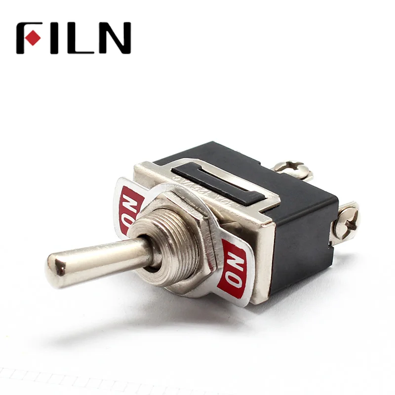 FILN 12mm 250V/10A Heavy duty spdt on on rocker switch black 3 screw terminal toggle switch