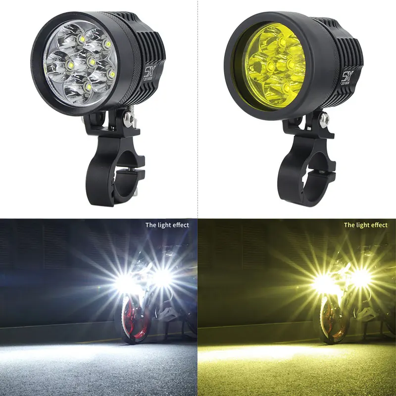 1×Double color led motorcycle headlight DRL Phare Scooter Phares Anti-Brouillard Spotlight Moto ATV Travail Spot Light Head lamp