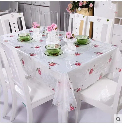 PASAYIONE PVC Hanging Tablecover Slim Disposable 0.23mm/0.5mm Thick Transparent Overlay Tablecloth For Banquet Kitchen Wedding