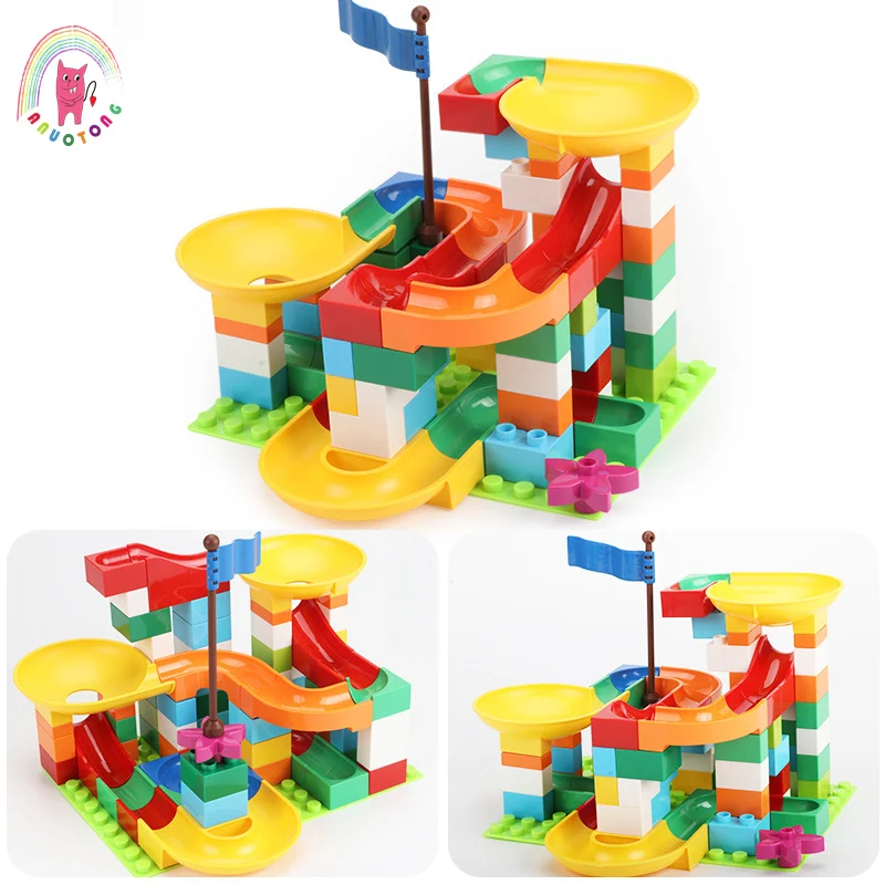 

Interesting DIY Marble Race Run Labyrinth Track Building Block Plastic Funnel Sliding Adventure Track Assembling Children's Toys