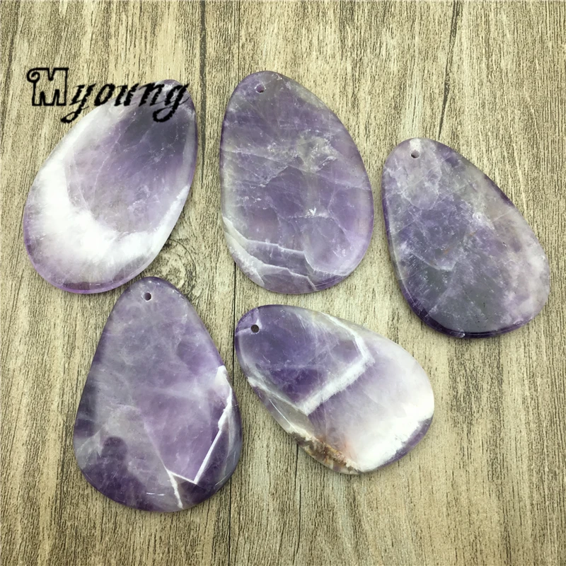 Freeform Amethysts Slice Pendants,Purple Crystal Quartz Slab Charms For DIY Jewelry Making MY1910