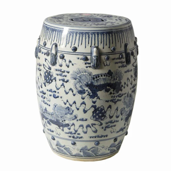 Jingdezhen Ceramic stool Hand-painted Blue And White Lion Embroidered Ball Porcelain Drum Garden antique porcelain ceramic Stool