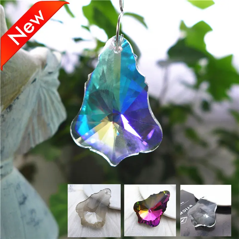 

38mm christmas tree shape crystal glass prism pendants for chandelier accessories lamp parts curtain hanging drop bead ab 12pcs