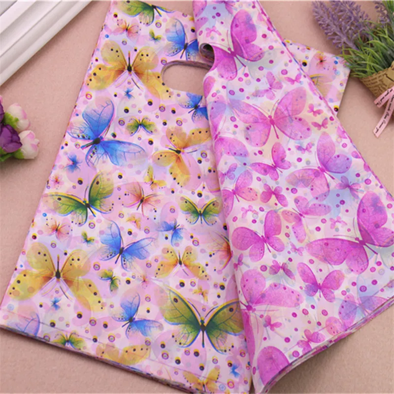 Wholesale 100pcs/lot 20*30cm Fashion Colorful Butterfly Packaging With Handles Favor Wedding Plastic Birthday Gift Packing Bags