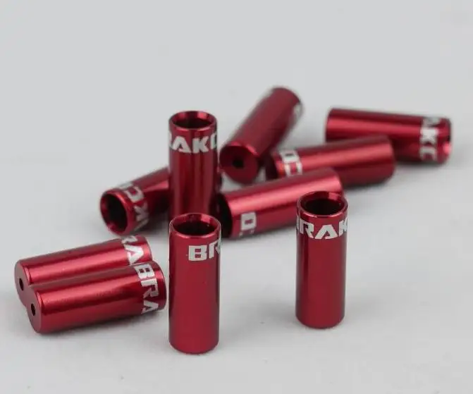 10 PCS CNC ALLOY 4MM SEALED END CAPS lined ferrules SHIFTER DERAILLEUR HOSE RED