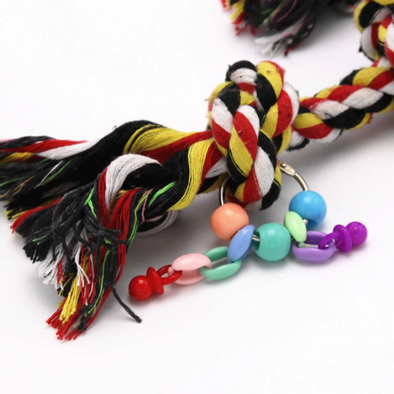 1 Pcs Parrot Bird toy Colorful Cotton Rope Chew toys Swing Cotton Climbing Rope Knots Hanging Chewing Decor Bird Cage Accesories