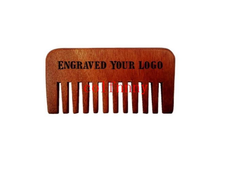 

500pcs/lotEngraved Your Logo Wide Teeth Wooden Combs Straight Pocket Wooden Beard Combs Custom Natural Red Amoora Wooden Comb