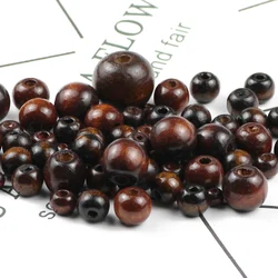 WLYeeS 5 to 20mm Brown Wooden Spacer Beads Natural Wood Loose Bead For Jewelry Bracelet Necklace Handmade DIY Ball accessories