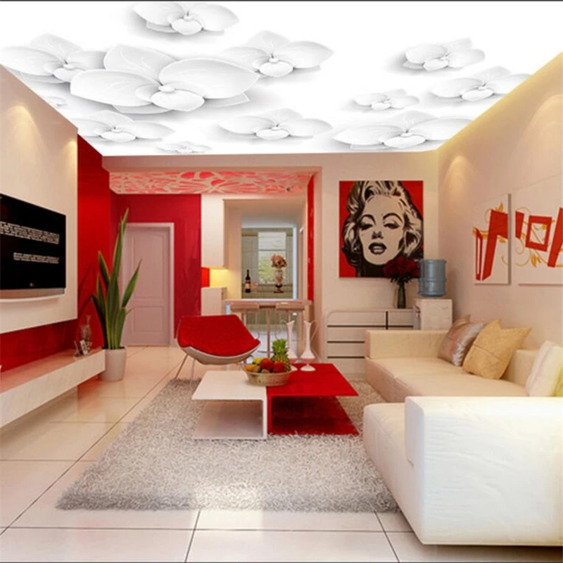 wellyu Custom Wallpapers 3d Photo Mural обои Vector White Stereo Flowers wallpaper Living Room Ceiling Frescoes papel de parede