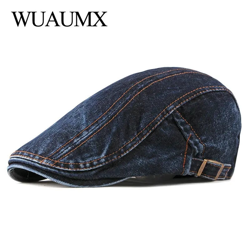 Casual Spring Summer Berets Hat Men Women Denim Newsboy Caps Visors Cotton Cabbie Herringbone Cap Duckbill Ivy Flat Cap