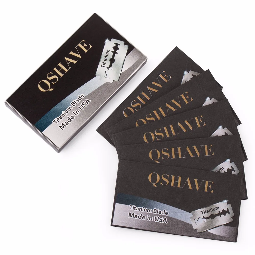 Qshave IT มีดโกนมีดโกนตรงมีดโกนไทเทเนียมใบมีด Double Edge Safety Classic มีดโกนใบมีด Made In USA, 100ใบมีด