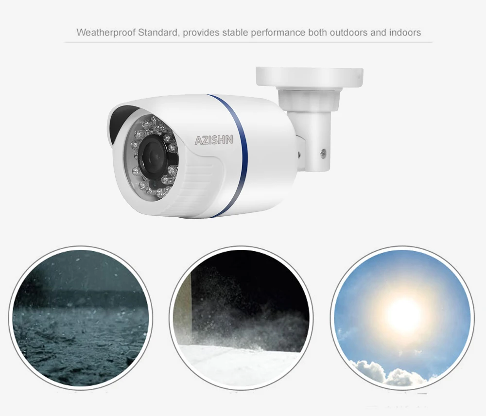 AZISHN Surveillance IP Camera H.265/H.264 FULL HD 1080P 2.0 Megapixel  Hi3516EV100 Outdoor Camera IP 1080P DC 12V/48V PoE