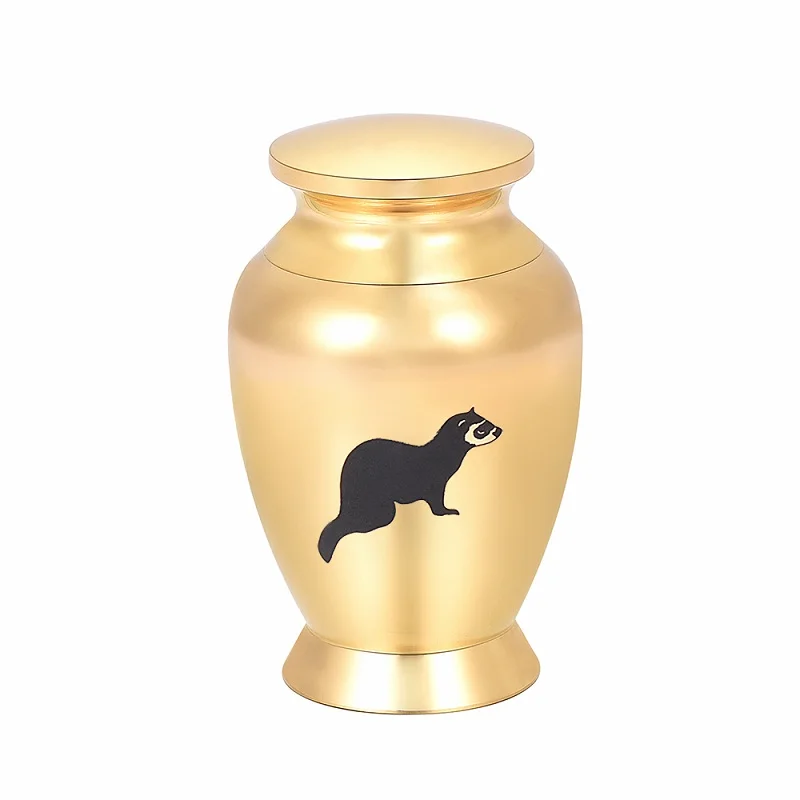 73mm Height Stainless Steel Funeral Cremation Urn for Animal Ashes,Cute Ferret Engraved Cremation Mini Jars/URN