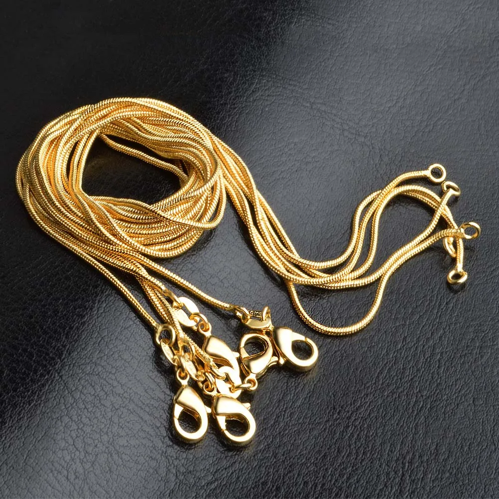 Wholesale 35cm-75cm Silver /Gold Color 1MM Solid Snake Chain Necklace For Men Women Fashion Accessories  Jewelry for Pendant