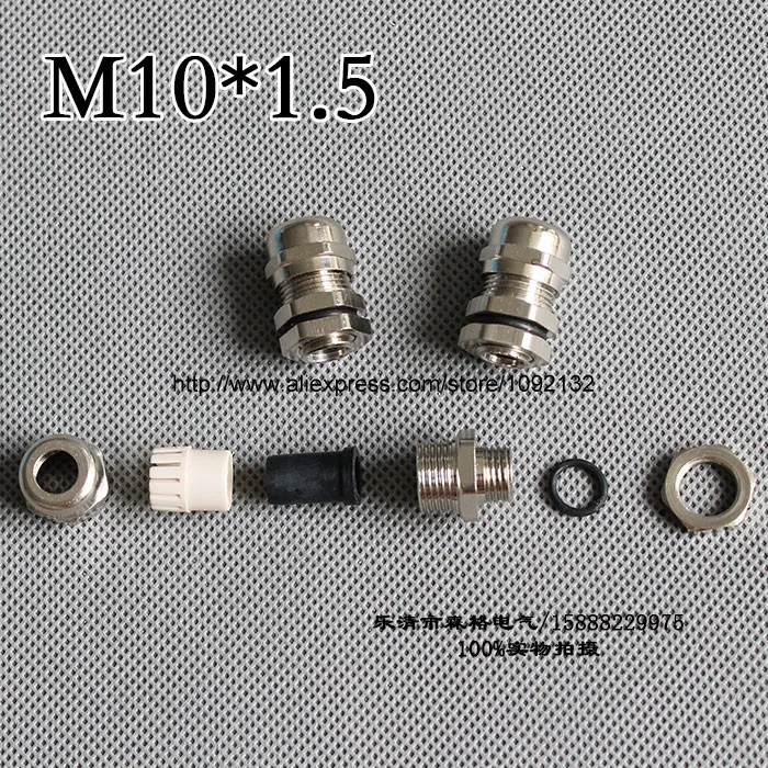 1piece  M10*1.5 Nickel Brass Metal Waterproof Cable Glands connector Apply to Cable 3-6.5mm