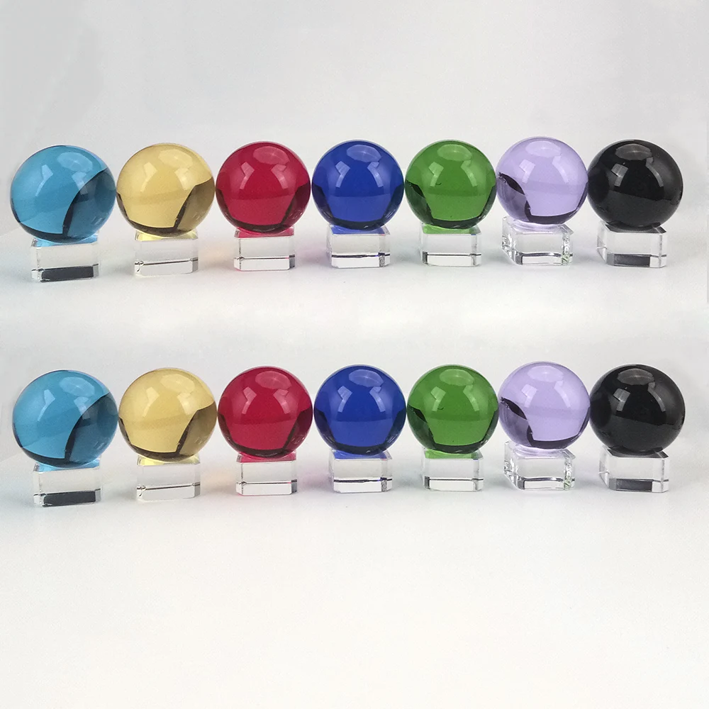 100mm Round Magic Artificial Crystal Glass Healing Ball Sphere Stone with Base Ideal Gift for Decoration&Ornament