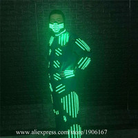 RGB Led luminous costumes colorful Illuminated robot suit man dj wears performance clothing led light up gloves party mask