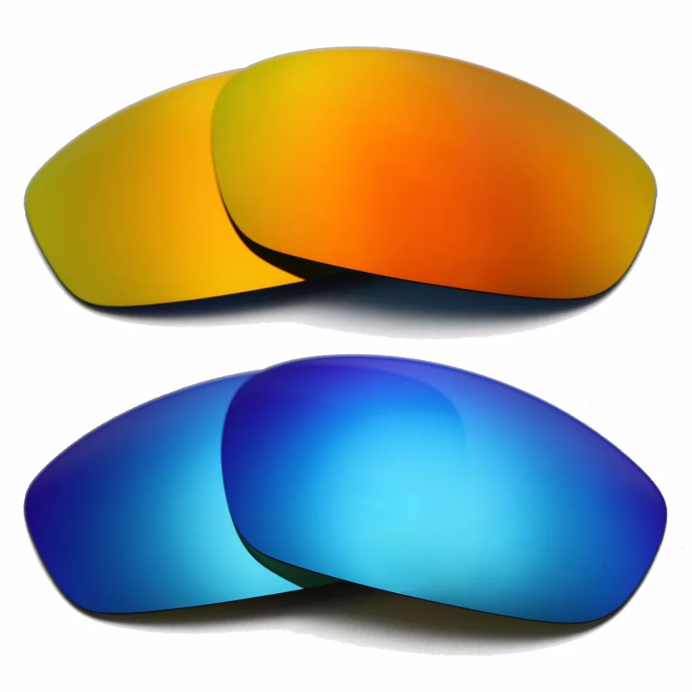 Ice Blue Mirrored & Orange Red Mirrored Polarized Replacement Lenses for Straight Jacket 2007 Frame 100% UVA & UVB